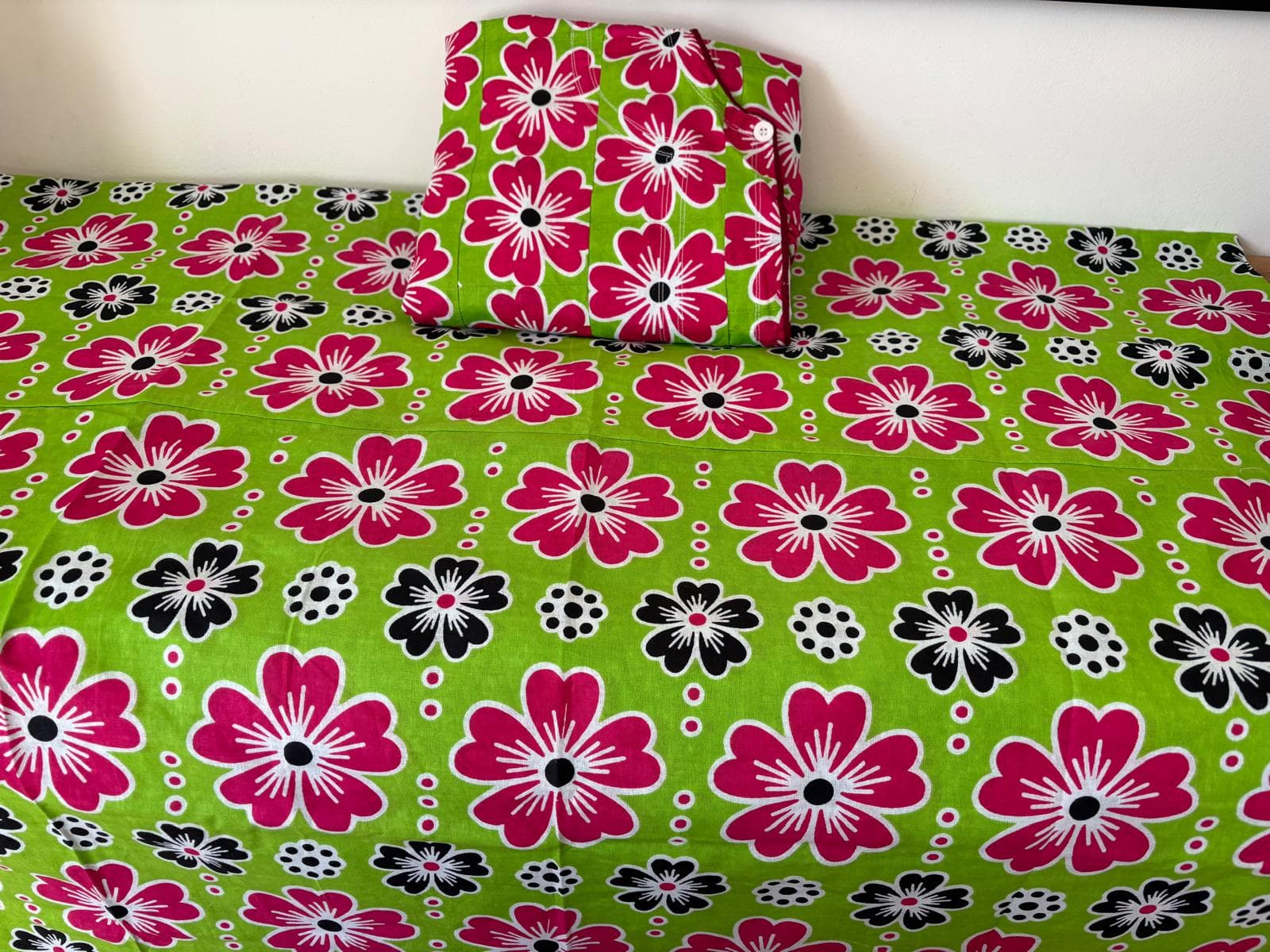 Gaouni Vert Anis Motif Fleuri
