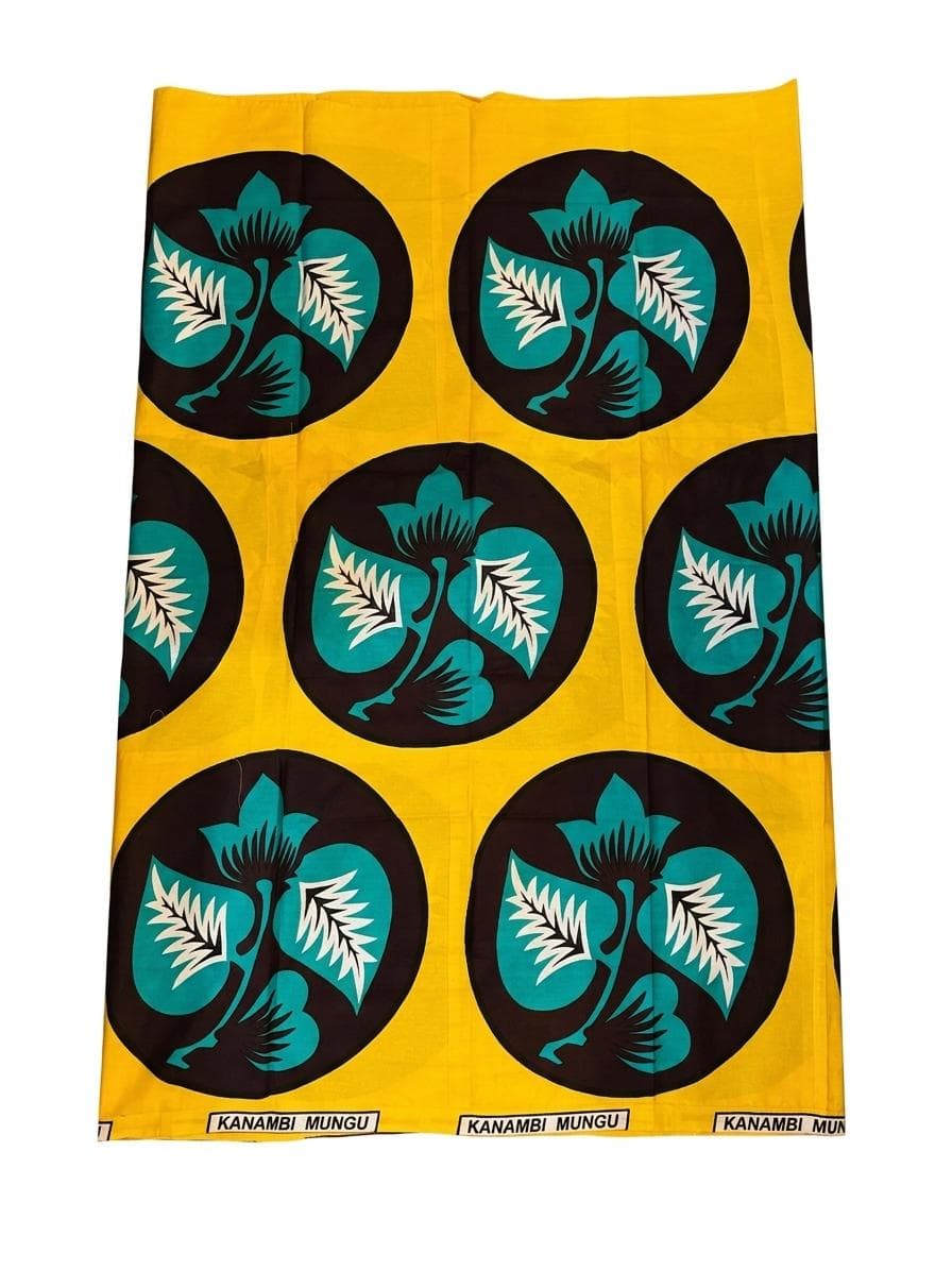 Salouva Nambawane Jaune Motif Floral Bleu