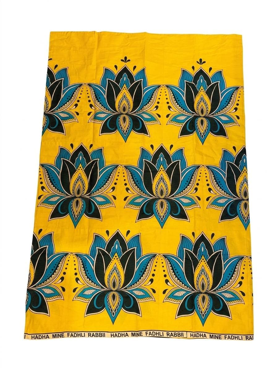 Salouva Nambawane Jaune Motif Lotus Bleu