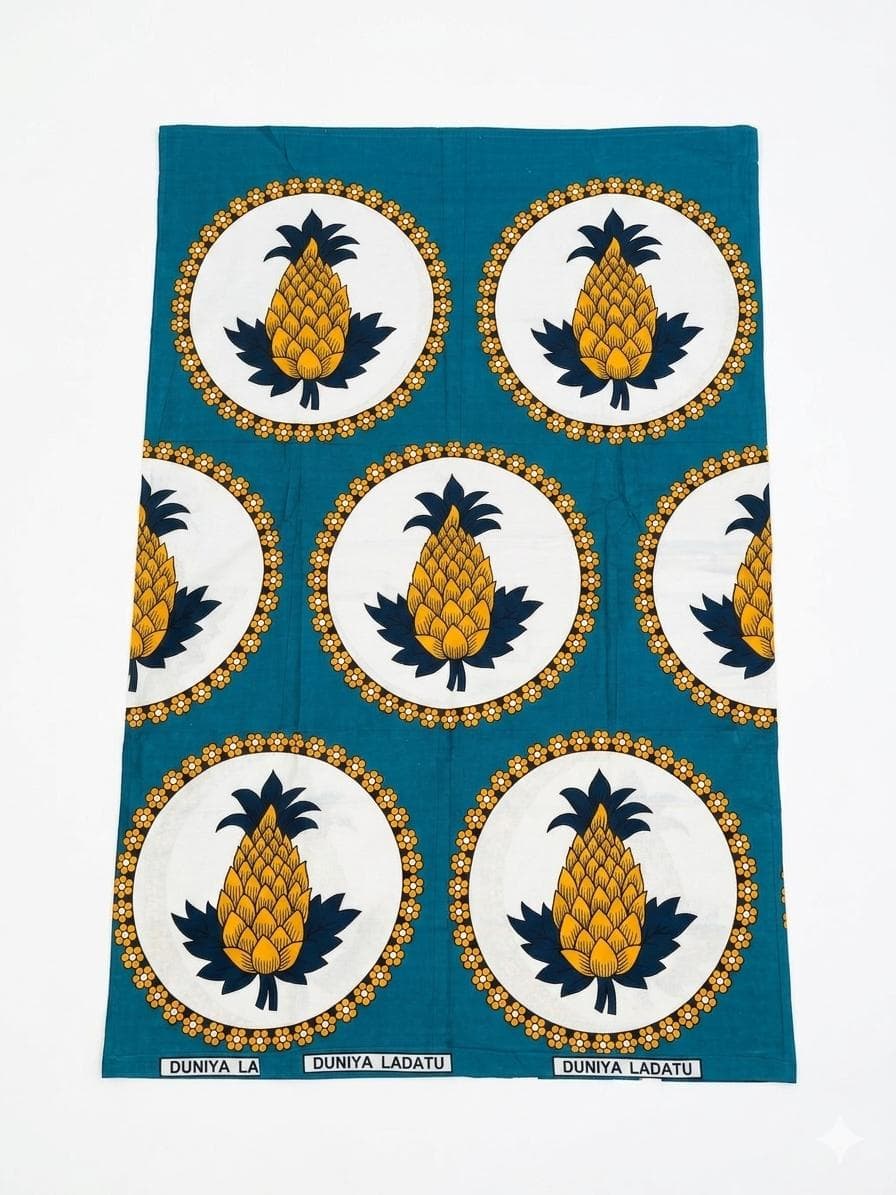 Salouva Nambawane Bleu Pétrole Motif Ananas