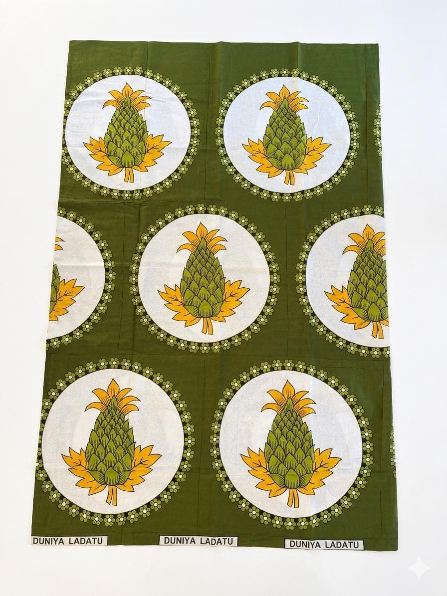 Salouva Nambawane Vert Kaki Motif Ananas