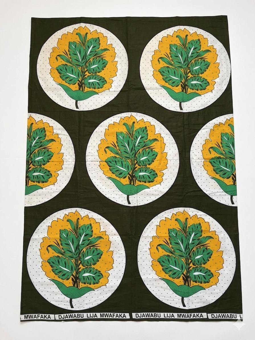 Salouva Nambawane Vert Kaki Motif Feuillage